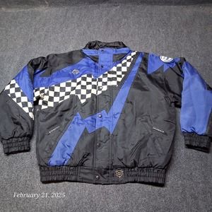 Vintage Cold Wave Snowmobile Jacket Men Size‎ Large Blue Checkerboard Nylon